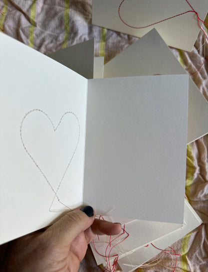 Hand-stitched Heart gift card with hand written note